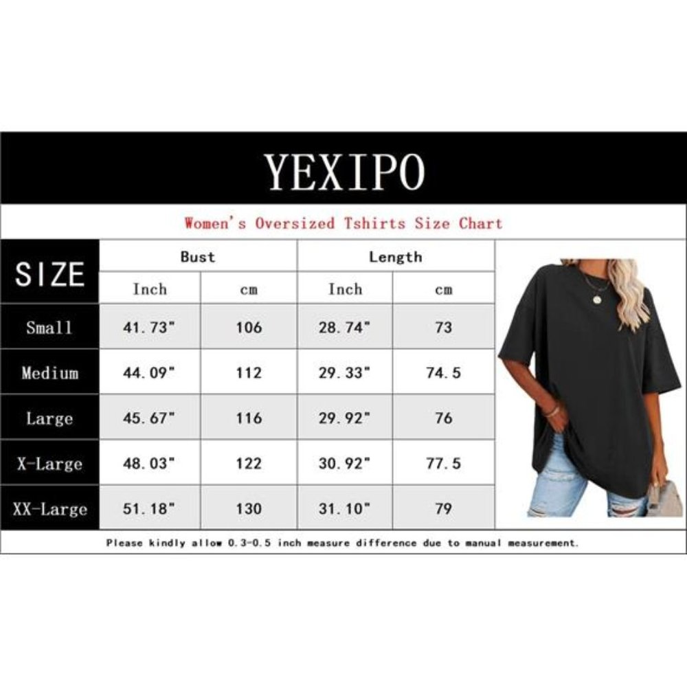 Oversized T Shirts Short Sleeve Loose Fit Crewneck Plain Tunic Tops For Women - Picture 7 of 7